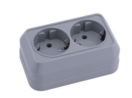 Розетка 2-м ОП IP20 с заземл. сер. Makel 45082 Розетка 2-м ОП IP20 с заземл. сер. Makel 45082