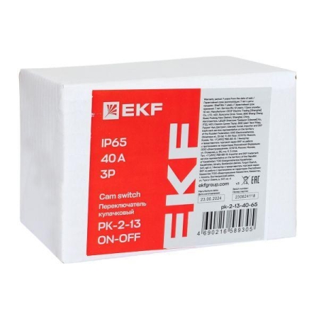 Переключатель кулачковый ПК-2-13 3п 40А "ВКЛ-ВЫКЛ" IP65 EKF pk-2-13-40-65 Переключатель кулачковый ПК-2-13 3п 40А "ВКЛ-ВЫКЛ" IP65 EKF pk-2-13-40-65