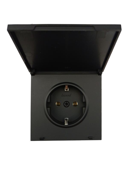 Розетка 1-мест. с/з с крышкой ПБТ СП ZIMA IP20 16А безвинт. зажим черн. бархат LEZARD 704-4288-123BQC