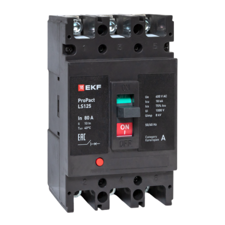 Выключатель автоматический 3п 80А 18кА LS125 ProPact EKF mccb-125-18-3-80-ls Выключатель автоматический 3п 80А 18кА LS125 ProPact EKF mccb-125-18-3-80-ls