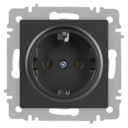 Розетка 1-м СП Accent 6-202-07 16А IP20 250В 2P+E Schuko графит Intro Б0063697 Розетка 1-м СП Accent 6-202-07 16А IP20 250В 2P+E Schuko графит Intro Б0063697