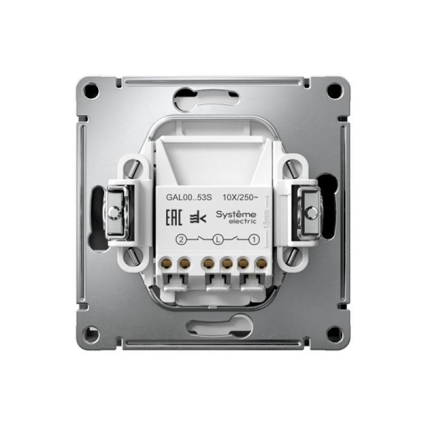 Выключатель 2-кл. ArtGallery (сх. 5а) 10AX с подсветкой быстрозажим. клем. механизм карбон SE GAL001053S