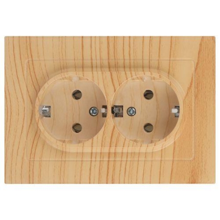 Розетка 2-м СП Accent 6-205-11 16А IP20 250В 2P+E Schuko AL/CU сосна Intro Б0063504 Розетка 2-м СП Accent 6-205-11 16А IP20 250В 2P+E Schuko AL/CU сосна Intro Б0063504