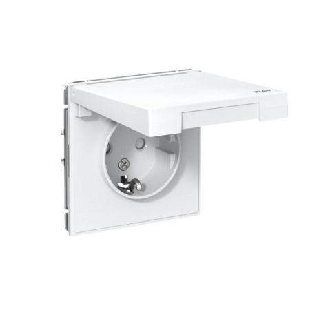 Розетка ArtGallery 16А IP44 с заземл. защ. шторки с крышкой механизм бел. SE GAL440146