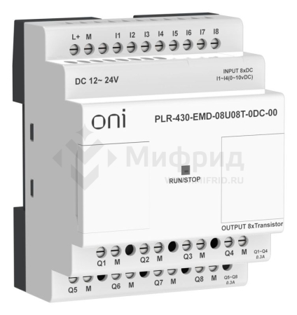 Модуль расширения входов выходов ПЛК 430 4 DI 4 UI (0-10В/DI) 8 TO 24В DC ONI PLR-430-EMD-08U08T-0DC-00