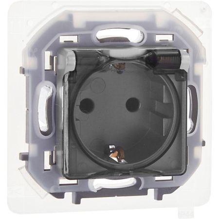 Розетка 1-м СП Inspiria 16А IP44 250В 2P+E защ. шторки с крышкой немецк. стандарт механизм алюм. IEK 673742