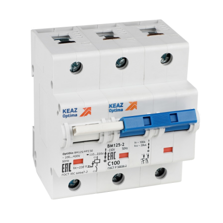Выключатель автоматический модульный 2п D 80А 10кА OptiDin BM125-2D80-НР-14ln-УХЛ3 с независимым расцепителем КЭАЗ 336372 Выключатель автоматический модульный 2п D 80А 10кА OptiDin BM125-2D80-НР-14ln-УХЛ3 с независимым расцепителем КЭАЗ 336372