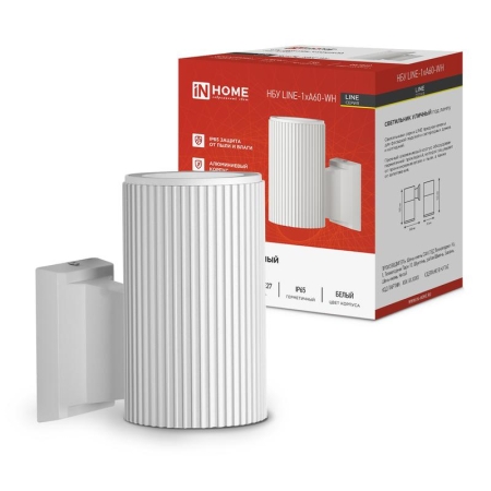 Светильник НБУ LINE-1хA60-WH E27 IP65 уличный настен. односторон. под 1хA60 алюм. бел. IN HOME 4690612045047 Светильник НБУ LINE-1хA60-WH E27 IP65 уличный настен. односторон. под 1хA60 алюм. бел. IN HOME 4690612045047