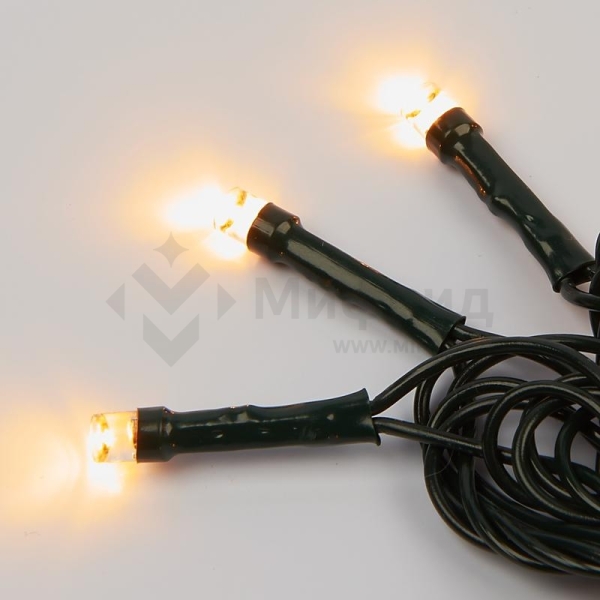 Гирлянда LED ULD-S2000-200/DGA WARM WHITE IP20 20м 200 диодов тепл. бел. свет провод зел. Uniel UL-00007308