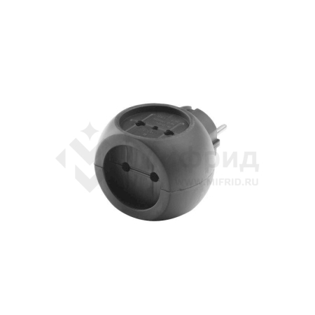 Разветвитель сетевой (тройник) РВ-043 Si 1/3С-Bl 6А шар черн. Volsten 13919