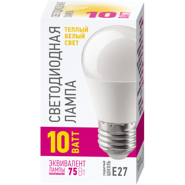 Лампа светодиодная 82 912 OLL-G45-10-230-2.7K-E27-PROMO 10Вт шар 2700К E27 220-240В ОНЛАЙТ 82912