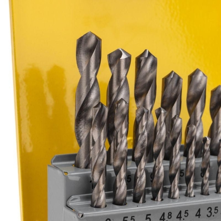 Набор сверл по металлу 1-10мм (через 0.5мм; 3.2мм; 4.8мм) HSS цилиндрический хвостовик метал. кейс (уп.21шт) Kranz KR-91-0638