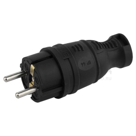 Вилка прямая 16А IP44 с заземл. каучук. черн. V8-B-IP44 Эра Б0044540