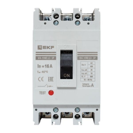 Выключатель автоматический 3п 63/16А 25кА ВА-99М PROxima EKF mccb99-63-16m Выключатель автоматический 3п 63/16А 25кА ВА-99М PROxima EKF mccb99-63-16m