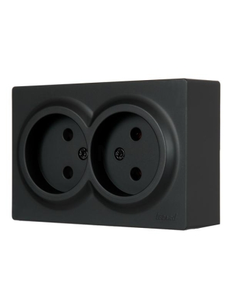 Розетка 2-м ОП LETO без заземл. закрытый корпус ПБТ черн. бархат LEZARD 752-4200-128B
