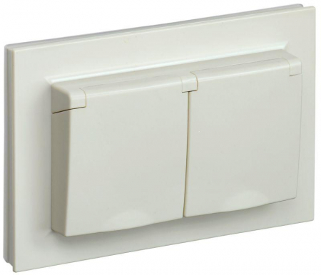 Розетка 2-м СП BRITE РСбш12-3-44-БрКр 16А в сборе IP44 с крышкой беж. IEK BR-R26-16-44-K10-F