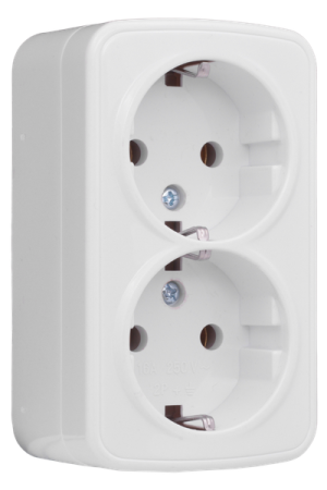 Розетка 2-м ОП Минск 16А IP20 с заземл. бел. Basic EKF EGR16-128-10