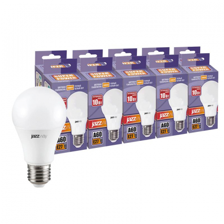 Лампа светодиодная PLED-SP 10Вт A60 3000К тепл. бел. E27 230В 50Гц (уп.10шт) JazzWay 1034014 Лампа светодиодная PLED-SP 10Вт A60 3000К тепл. бел. E27 230В 50Гц (уп.10шт) JazzWay 1034014