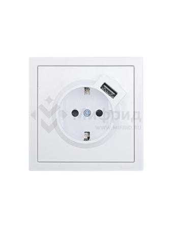 Розетка 1-м ZIMA IP20 + USB с заземл. механизм бел. LEZARD 704-0288-181