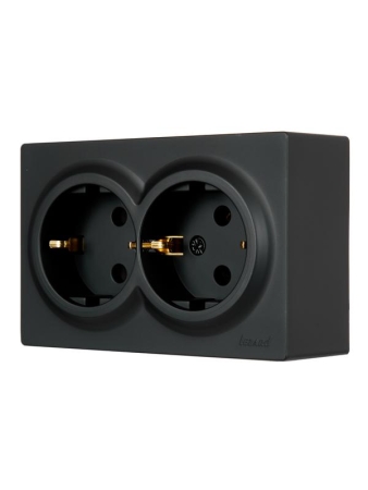 Розетка 2-мест. с заземл. LETO закрытый корпус ПБТ черн. бархат LEZARD 752-4200-127B Розетка 2-мест. с заземл. LETO закрытый корпус ПБТ черн. бархат LEZARD 752-4200-127B