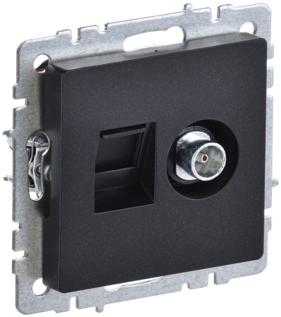 Розетка компьютерная + телевизионная 2-м Brite РТВ/РК12-БрЧ RJ45 кат.5E + TV механизм черн. IEK BR-AK20-1-K02 Розетка компьютерная + телевизионная 2-м Brite РТВ/РК12-БрЧ RJ45 кат.5E + TV механизм черн. IEK BR-AK20-1-K02