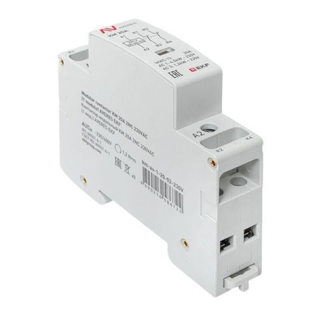 Контактор модульный КМ 20А 2NC 230В AC (1 мод.) AVERES EKF km-av-1-20-02-230V Контактор модульный КМ 20А 2NC 230В AC (1 мод.) AVERES EKF km-av-1-20-02-230V