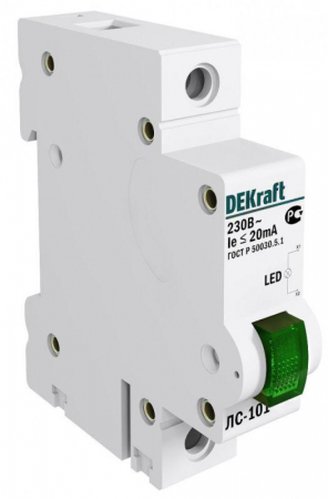 Лампа сигнальная ЛС-101 на DIN-рейку 1p зел. LED DEKraft 18004DEK Лампа сигнальная ЛС-101 на DIN-рейку 1p зел. LED DEKraft 18004DEK