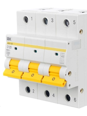 Выключатель автоматический модульный 3п C 125А 15кА ВА47-150 KARAT IEK MVA50-3-125-C Выключатель автоматический модульный 3п C 125А 15кА ВА47-150 KARAT IEK MVA50-3-125-C