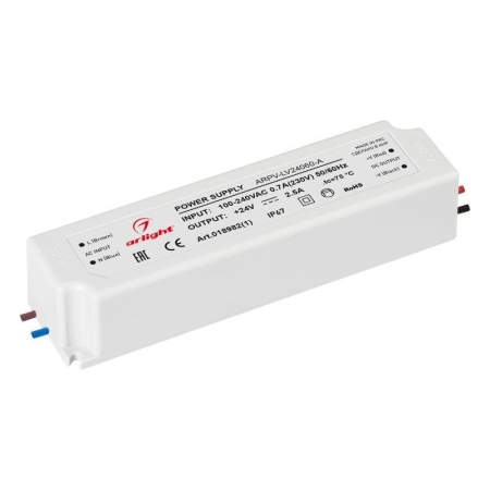 Блок питания ARPV-LV24060-A 24В 2.5А 60Вт IP67 пластик Arlight 018982(1) Блок питания ARPV-LV24060-A 24В 2.5А 60Вт IP67 пластик Arlight 018982(1)