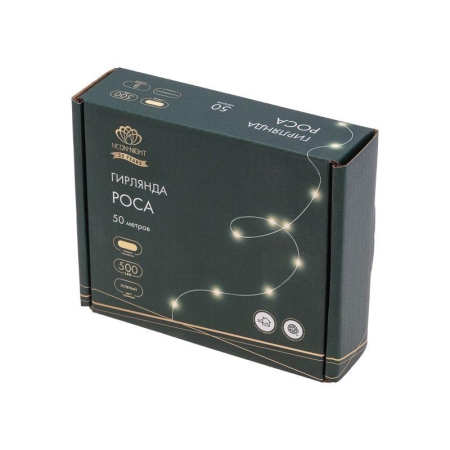 Гирлянда светодиодная "Роса" 50м 500LED тепл. бел. IP20 230В с контроллером провод зел. Neon-Night 303-286