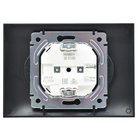 Розетка 2-м SKANDY 10А без заземл. без защ. шторок в сборе SK-R10Bl черн. IEK SK-R20-10-K02-F