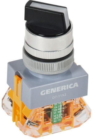 Переключатель D7-11X2 2 полож. 1НО+1НЗ черн. GENERICA BSW50-11X2-3-21-2-K02-G Переключатель D7-11X2 2 полож. 1НО+1НЗ черн. GENERICA BSW50-11X2-3-21-2-K02-G