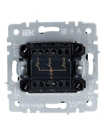 Выключатель 3-кл. СП BRITE ВС10-3-0-БрМ 10А механизм маренго IEK BR-V30-0-10-K35 Выключатель 3-кл. СП BRITE ВС10-3-0-БрМ 10А механизм маренго IEK BR-V30-0-10-K35