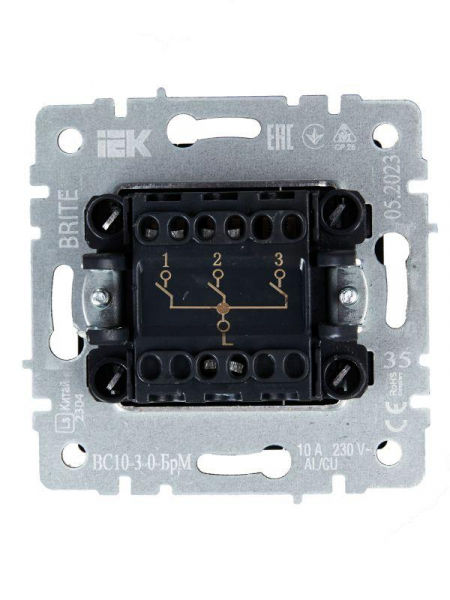 Выключатель 3-кл. СП BRITE ВС10-3-0-БрМ 10А механизм маренго IEK BR-V30-0-10-K35