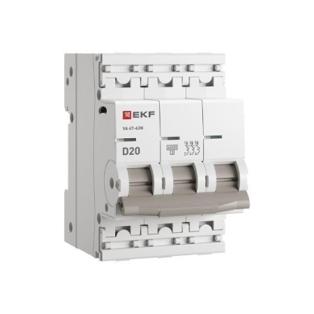 Выключатель автоматический модульный 3п D 20А 6кА ВА 47-63N PROxima EKF M636320D Выключатель автоматический модульный 3п D 20А 6кА ВА 47-63N PROxima EKF M636320D