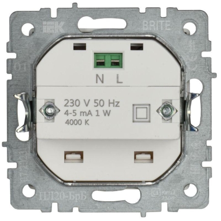 Подсветка светодиодная BRITE встраив. ПЛ20-БрБ механизм бел. IEK BR-FL20-K01