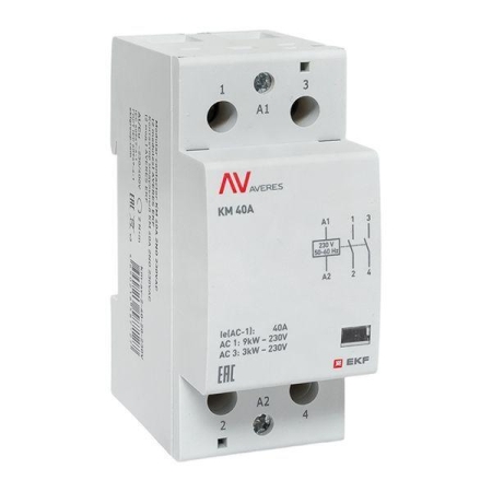 Контактор модульный КМ 40А 2NО 230В AC (2 мод.) AVERES EKF km-av-2-40-20-230V Контактор модульный КМ 40А 2NО 230В AC (2 мод.) AVERES EKF km-av-2-40-20-230V