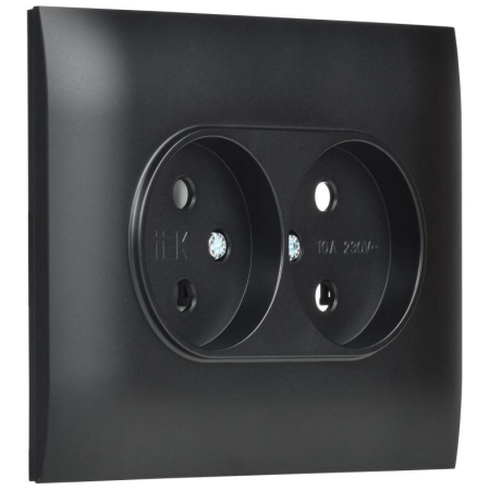 Розетка 2-м SKANDY 10А без заземл. без защ. шторок в сборе SK-R10Bl черн. IEK SK-R20-10-K02-F