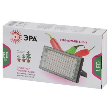Прожектор светодиодный FITO-80W-RB-LED-Y 80Вт для растений красн./син. спектр IP65 Эра Б0053082 Прожектор светодиодный FITO-80W-RB-LED-Y 80Вт для растений красн./син. спектр IP65 Эра Б0053082