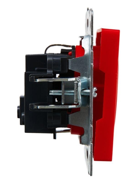 Розетка BRITE РС14-1-0-БрК 16А с заземл. защ. шторки механизм красн. IEK BR-R14-16-K04
