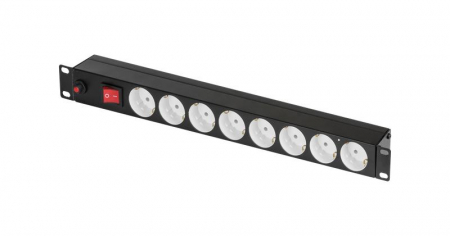 Блок на 8 розеток 19дюйм 10А с фильтром и предохранителем без шнура питания метал. корпус TLK TLK-RS08MF1-BK Блок на 8 розеток 19дюйм 10А с фильтром и предохранителем без шнура питания метал. корпус TLK TLK-RS08MF1-BK