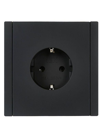 Розетка СП FORTE&PIANO FP114 16А с заземл. без защ. шторок безвинт. крепл. черн. IEK FP-R11-16-1-K02