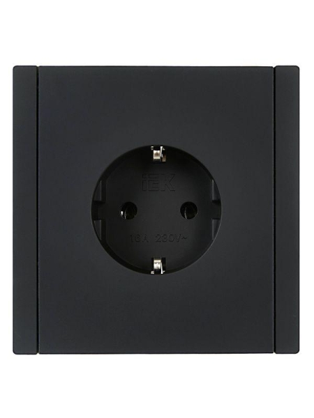 Розетка СП FORTE&PIANO FP114 16А с заземл. без защ. шторок безвинт. крепл. черн. IEK FP-R11-16-1-K02