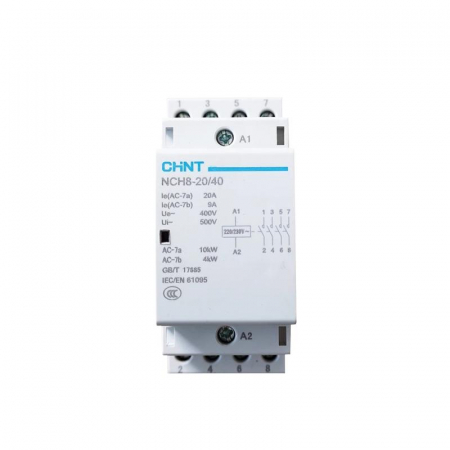 Контактор модульный NCH8-20/40 20А 4НО AC 220/230В 50Гц (R) CHINT 256085 Контактор модульный NCH8-20/40 20А 4НО AC 220/230В 50Гц (R) CHINT 256085
