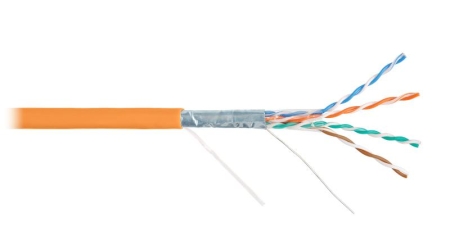 Кабель витая пара F/UTP кат.5e 4х2х24AWG solid LSZH оранж. (уп.305м) NIKOLAN NKL 2200C-OR