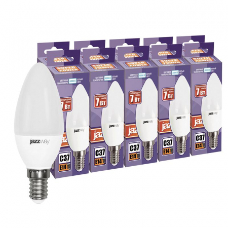 Лампа светодиодная PLED-SP 7Вт C37 4000К нейтр. бел. E14 230В 50Гц (уп.10шт) JazzWay 5018891 Лампа светодиодная PLED-SP 7Вт C37 4000К нейтр. бел. E14 230В 50Гц (уп.10шт) JazzWay 5018891