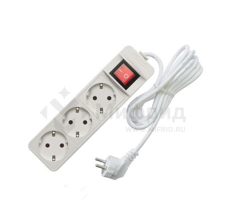 Удлинитель 3х3м с заземл. 10А IP20 2.2кВт ПВС с выкл. Союз 481S-7303