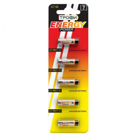 Элемент питания алкалиновый A27-5BL для пультов сигнализаций (блист.5шт) Трофи C0034939