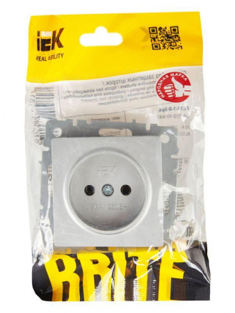 Розетка BRITE РС10-1-0-БрА 10А без заземл. без защ. шторок механизм алюм. IEK BR-R10-10-K47 Розетка BRITE РС10-1-0-БрА 10А без заземл. без защ. шторок механизм алюм. IEK BR-R10-10-K47