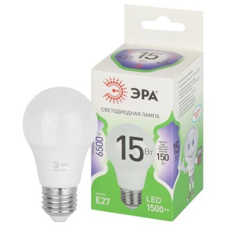 Лампа светодиодная GREEN LINE A60-15W-865-E27 GL 15Вт груша 6500К свет холод. E27 Эра Б0067098 Лампа светодиодная GREEN LINE A60-15W-865-E27 GL 15Вт груша 6500К свет холод. E27 Эра Б0067098